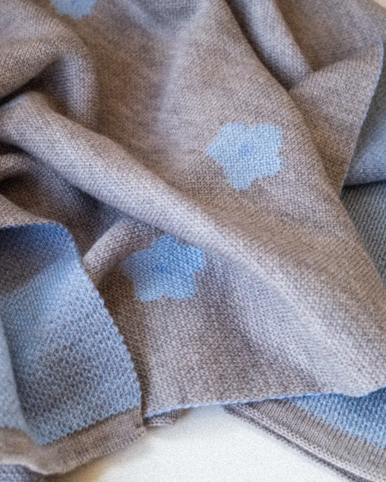 Blue Flowers Merino Blanket